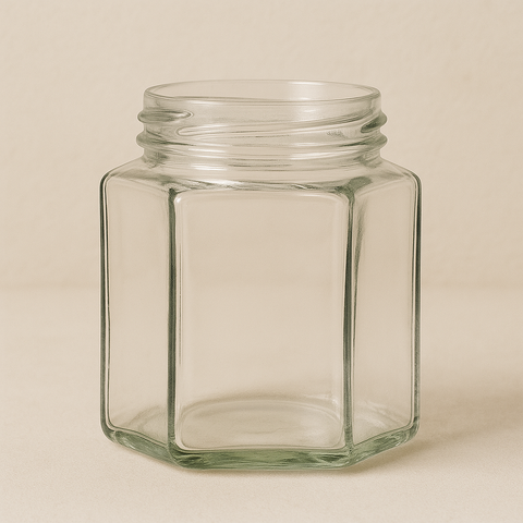 Tarro hexagonal 390ml con tapa